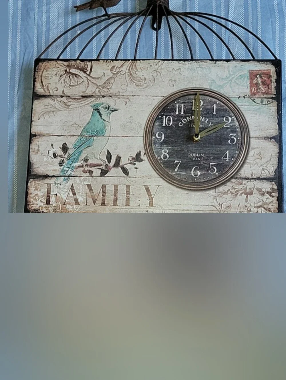 Teal and Cream Bird Cage Wall Clock